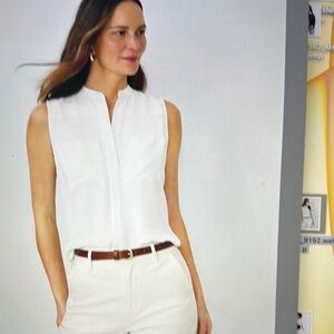 Ann Taylor White Sleeveless Blouse